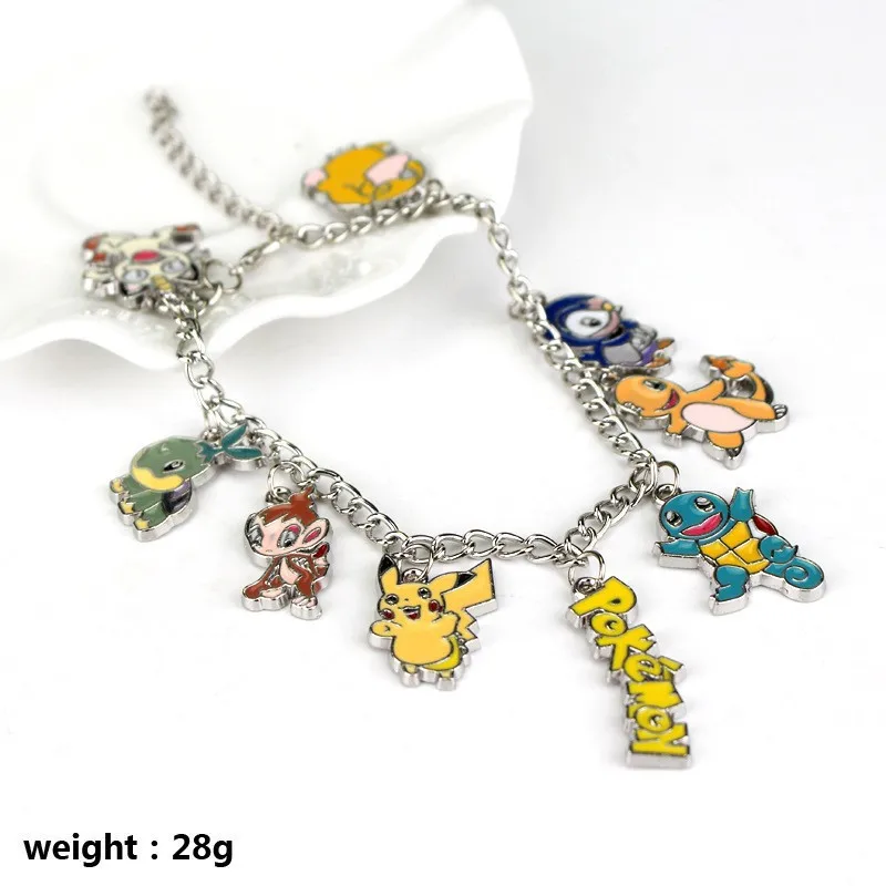 Bransoletka z figurkami Pokemon, Bulbasaur, Squirtle, Charmander, Meowth, metalowa emaliowana bransoletka na rękę, akcesoria do samodzielnego tworzenia biżuterii.