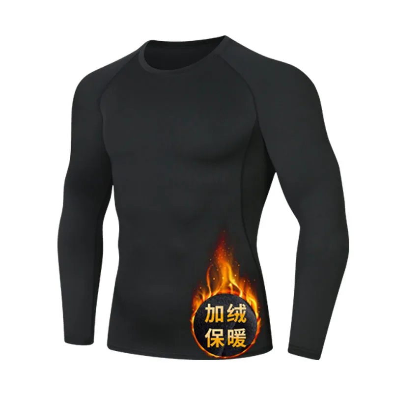 Thermische sportkleding voor heren Hardlooptraining Hoogelastisch Outdoor Fietsen Sweatshirt Compressie Fitness Fleece Tops