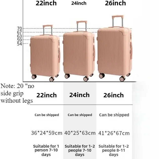 Valigia per aereo Bagaglio a mano Carrello da cabina da viaggio ABS rigido 4 ruote Valigia da cabina rigida con manico telescopico da 20-26 pollici