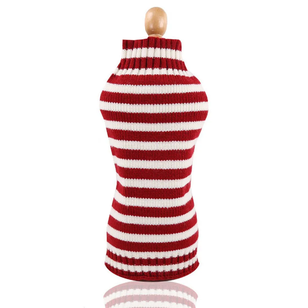Dog Sweater Red White Stripe Design Comfortable Woolen Pet Clothing for Walking Jogging Holiday Photo Shoots Xl