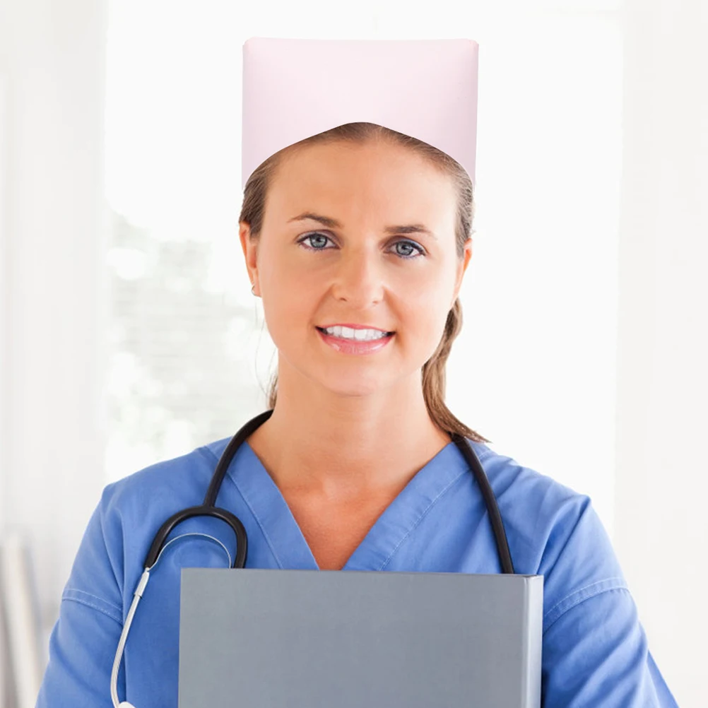 

2 Pcs Nurse Cap Hat for Doctors Halloween Dress up Goose Working Costume Accessories Pink