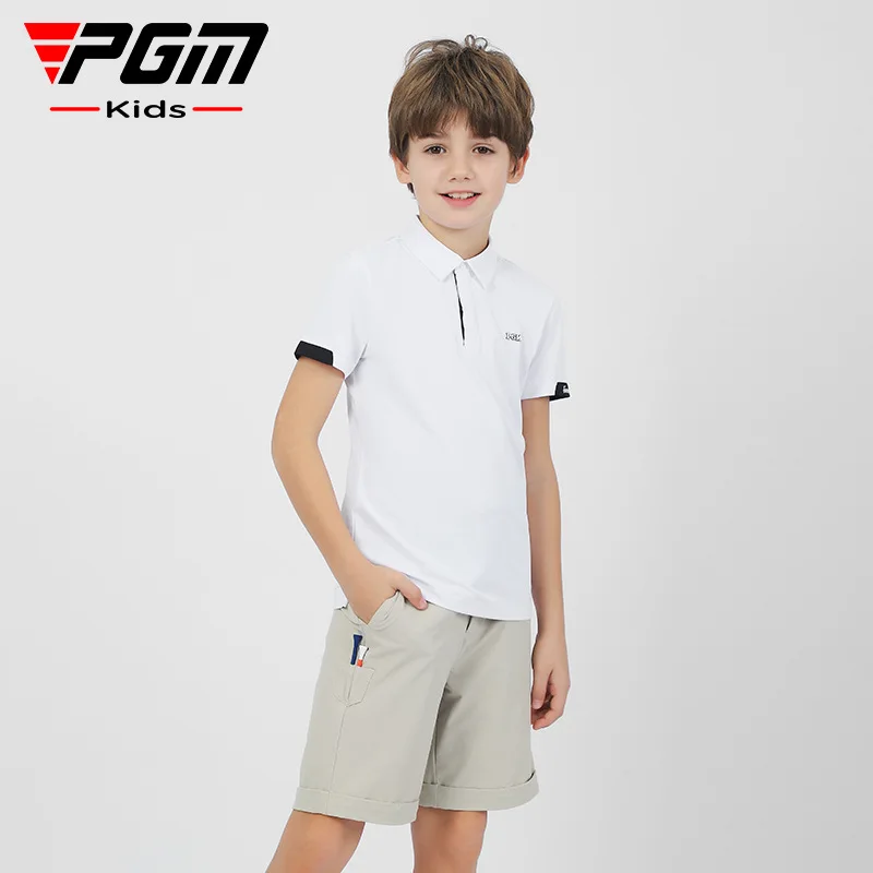 

Pgm Boys Golf Short Sleeve Breathable Summer Moisture Absorbing T-shirt Quick Drying Golf Shirts for Kids Golf Wear Yf599