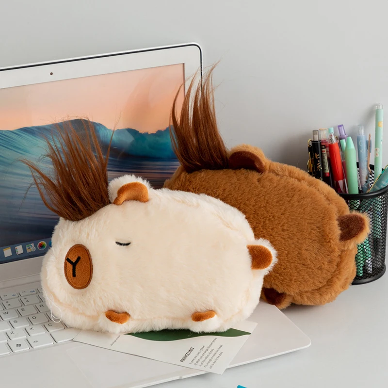 Large Capacity Creative Pencil Bag Cute Cartoon Capybara Stationery Storage Bag Multi-functional Pen Bag School Supplies