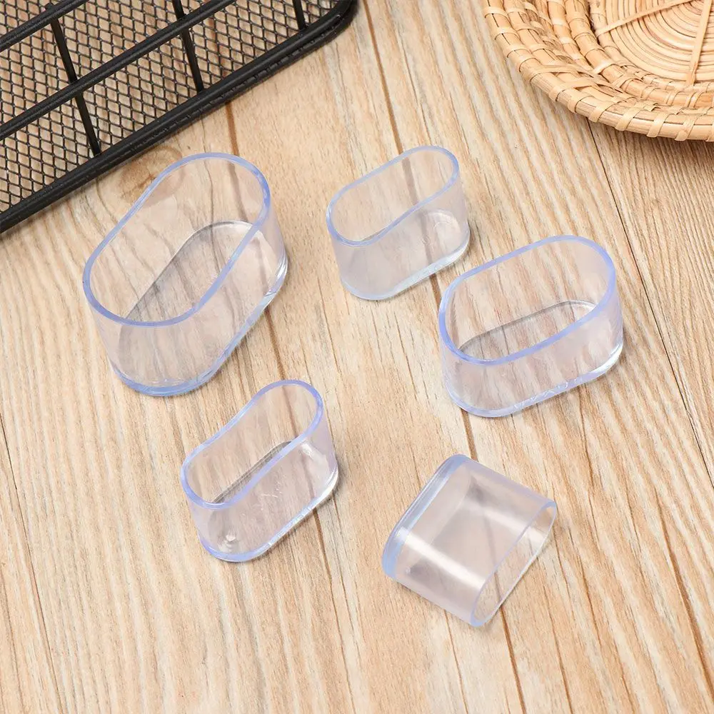 4Pcs New Oval Shape Chair Leg Caps Furniture Feet Silicone Pads Non-Slip Covers Floor Protectors Cups Socks Furniture Accessory