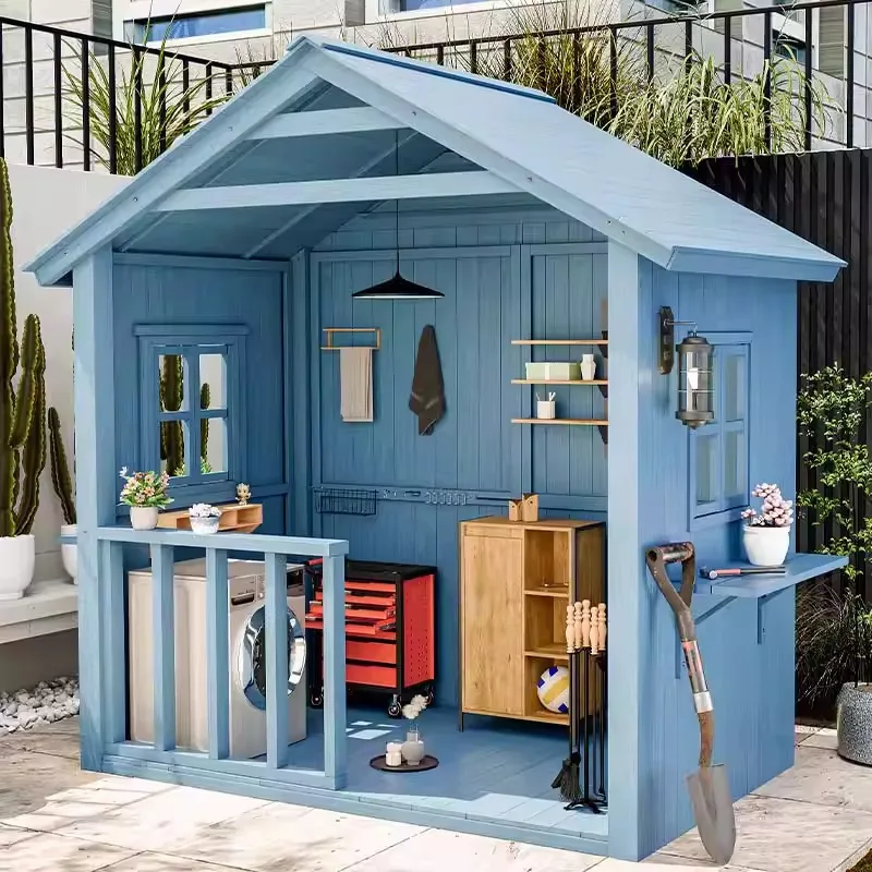 Outdoor courtyard Solid wood tool house Outdoor waterproof sunscreen locker Yard storage utility room Garden storage room