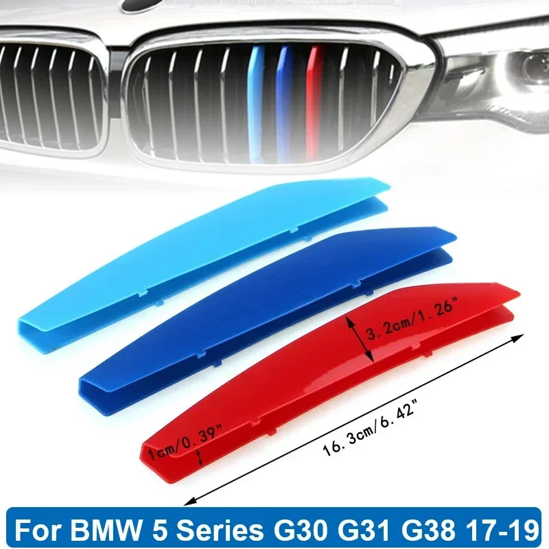 For BMW 5 Series G30 G31 G38 530i 540i 520d 530d Front Kidney Grille Strip Grill Cover Sticker 2017 2018 9 Beam Car Accessories