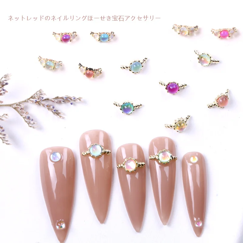 10 teile/los Nagel ring Finger Teile Legierung glänzenden Stein Charms für Maniküre Schmuck 3d Nail