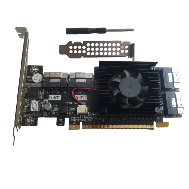 PLX Expansion Card PLx8749 with 4 SFF8654 X8 Interfaces, Supporting 8 NVMe Hard Drives