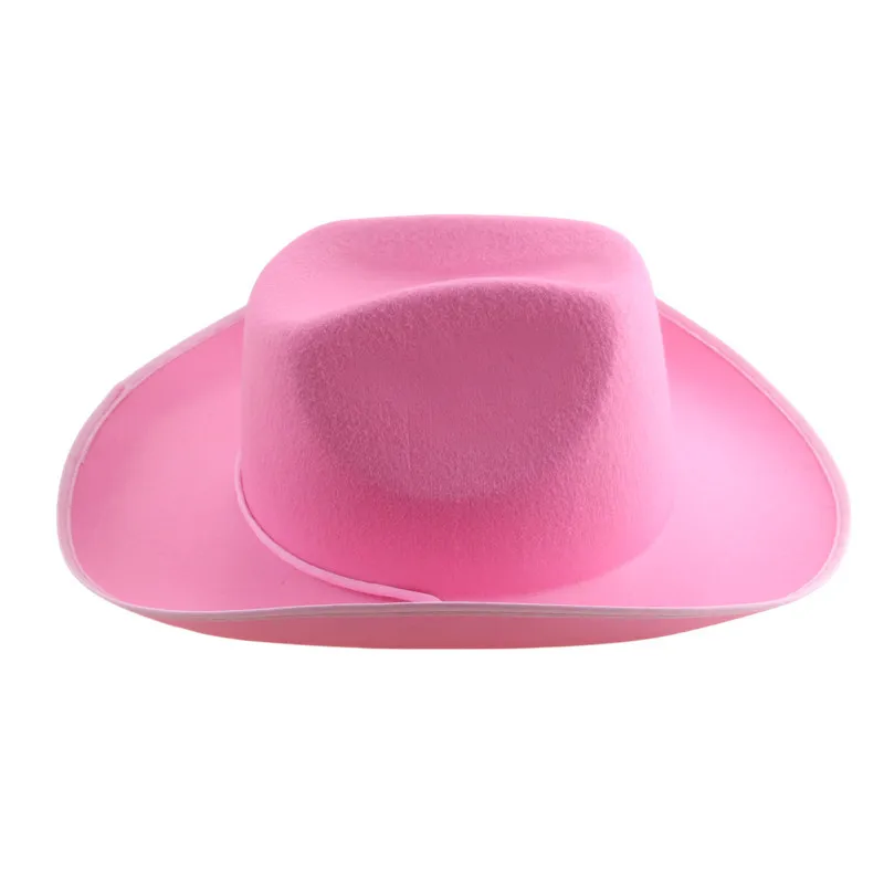 Chapeau de cowboy avec pompon en biscuits, chapeau haut de forme, grand bord, coupe-vent, rose, western, jazz, fête, nouveau