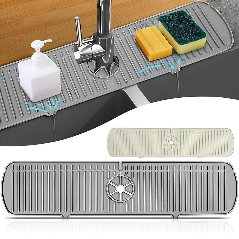 

Sink Splash Guard Faucet Mat Handle Drip Catcher Tray Multipurpose for Kitchen Dish Drying Mats Bathroom Countertop Protector