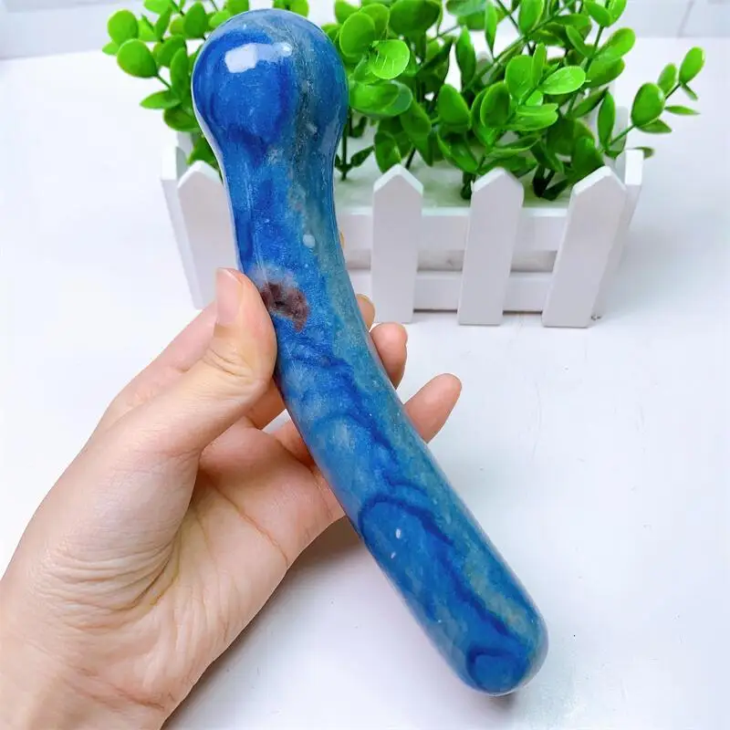 18m Large Size Natural Blue Aventurine Crystal Massage Penis Wand Gemstone Yoni for Women Health Smooth Polished Gifts