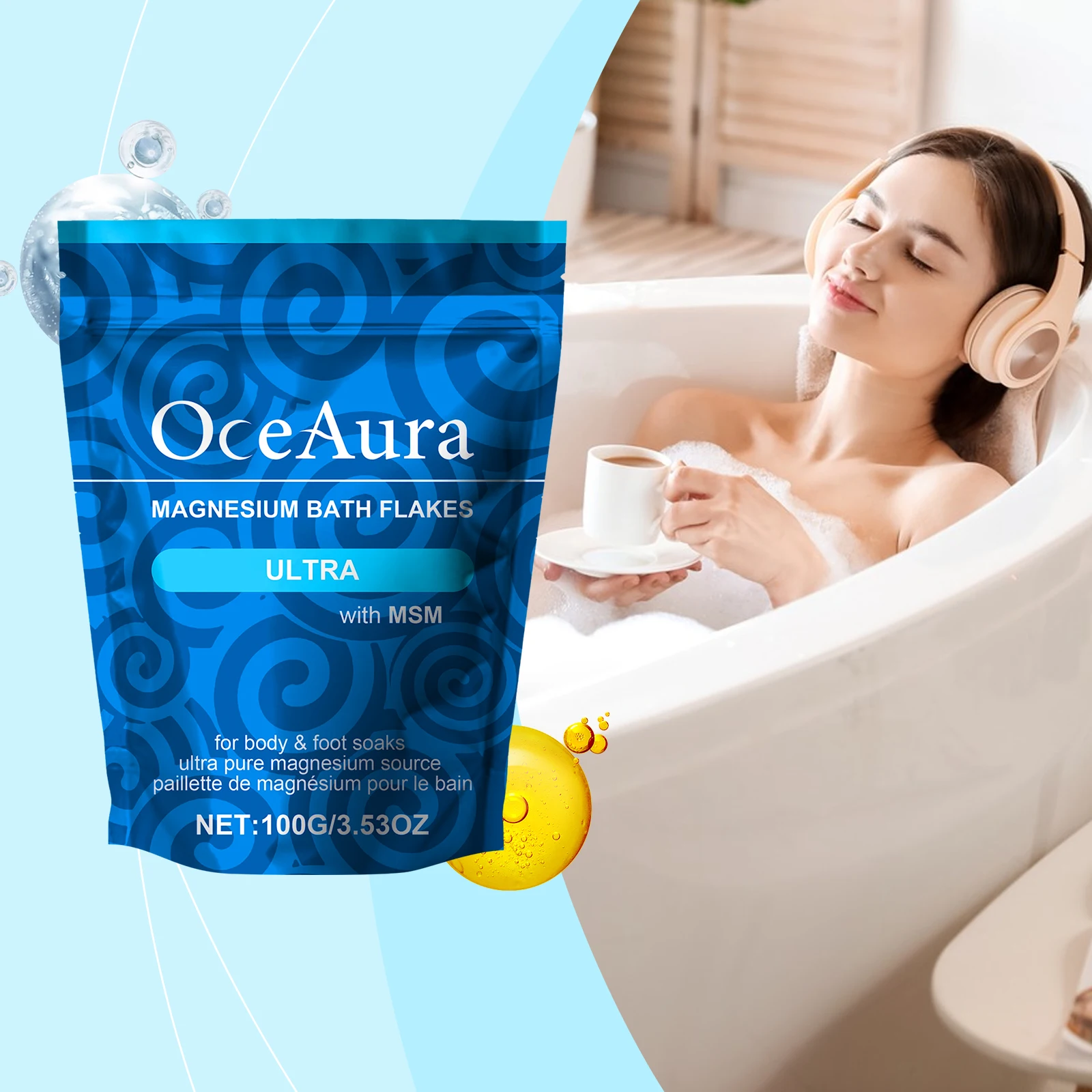 Magnesium Bath Salt Exfoliator Deeply Hydrating Soft Smooth Skin Improve Mood Nervous Sleep Quality Support Body Bath Salt SPA