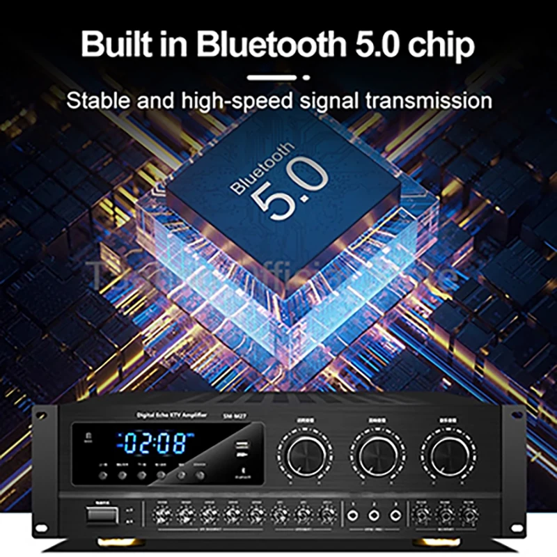 1000/1800W High Power Professional Sound Amplifier HiFi Multifunction Bluetooth Subwoofer Audio Amplifier For KTV Home Theater