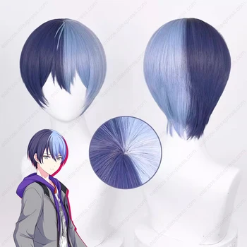 Anime Aoyagi Toya Cosplay Pruik 30Cm Gemengde Kleur Pruiken Hittebestendige Synthetische Hoofdhuid Haar