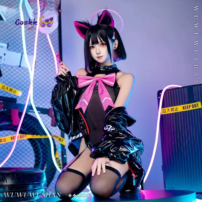 

Game Blue Archive Kazusa Aoyama‌ Cosplay Costume Sexy Black Bodysuit Uniform Halloween Carnival Party Outfit For Women