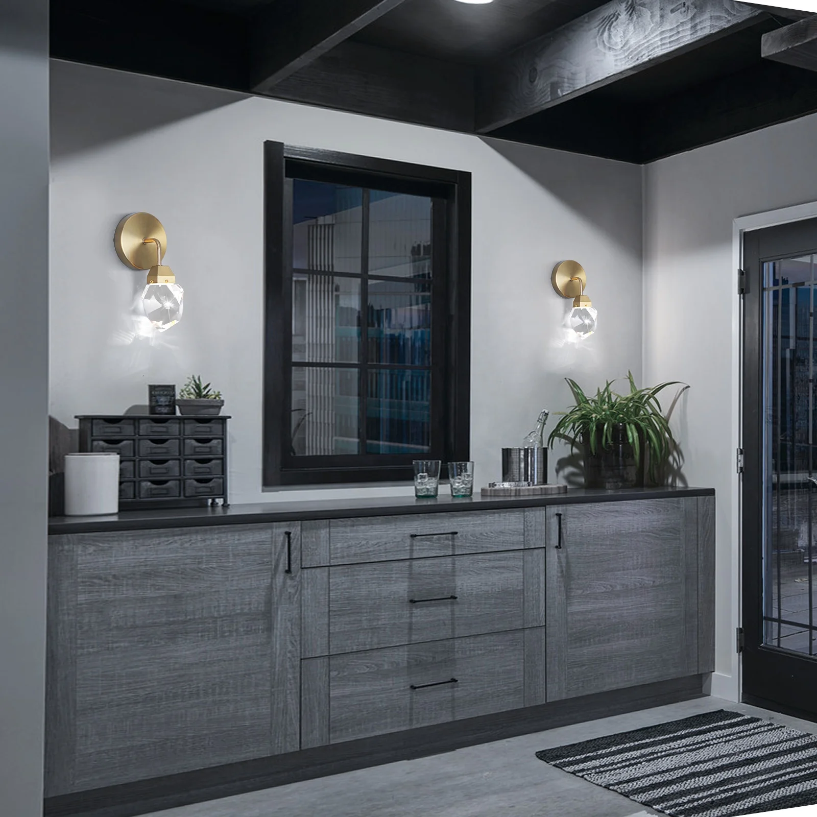 Hot Selling Nodric Creative Modern Copper Led Crystal Wall Lamp for Home Kitchen Corridor