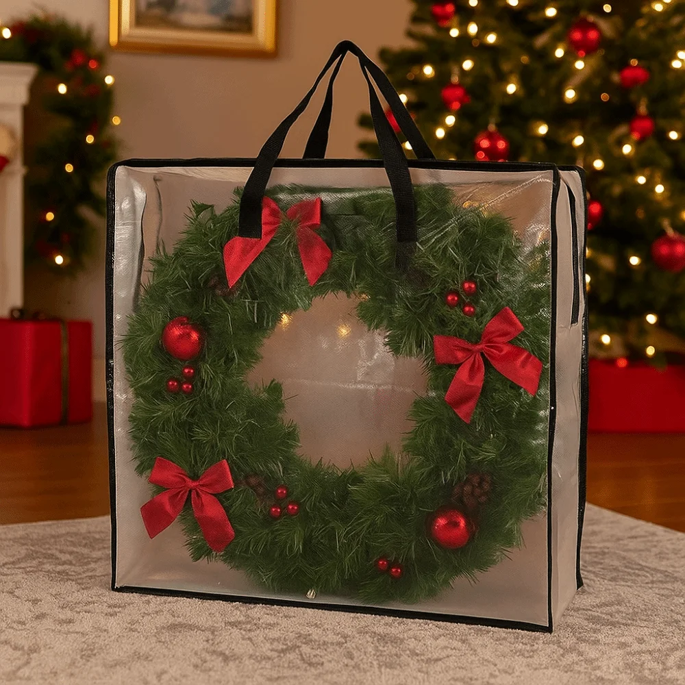 

Large Capacity Christmas Wreath Storage Bag Waterproof Dustproof Christmas Garland Packing Bags with Handle and Zipper Reusable