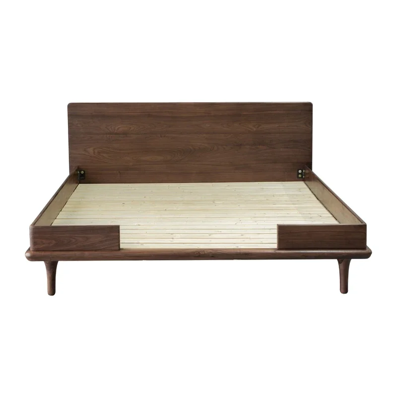 

bed Enclosed Nordic black walnut Japanese simple double modern light luxury suspended full solid wood