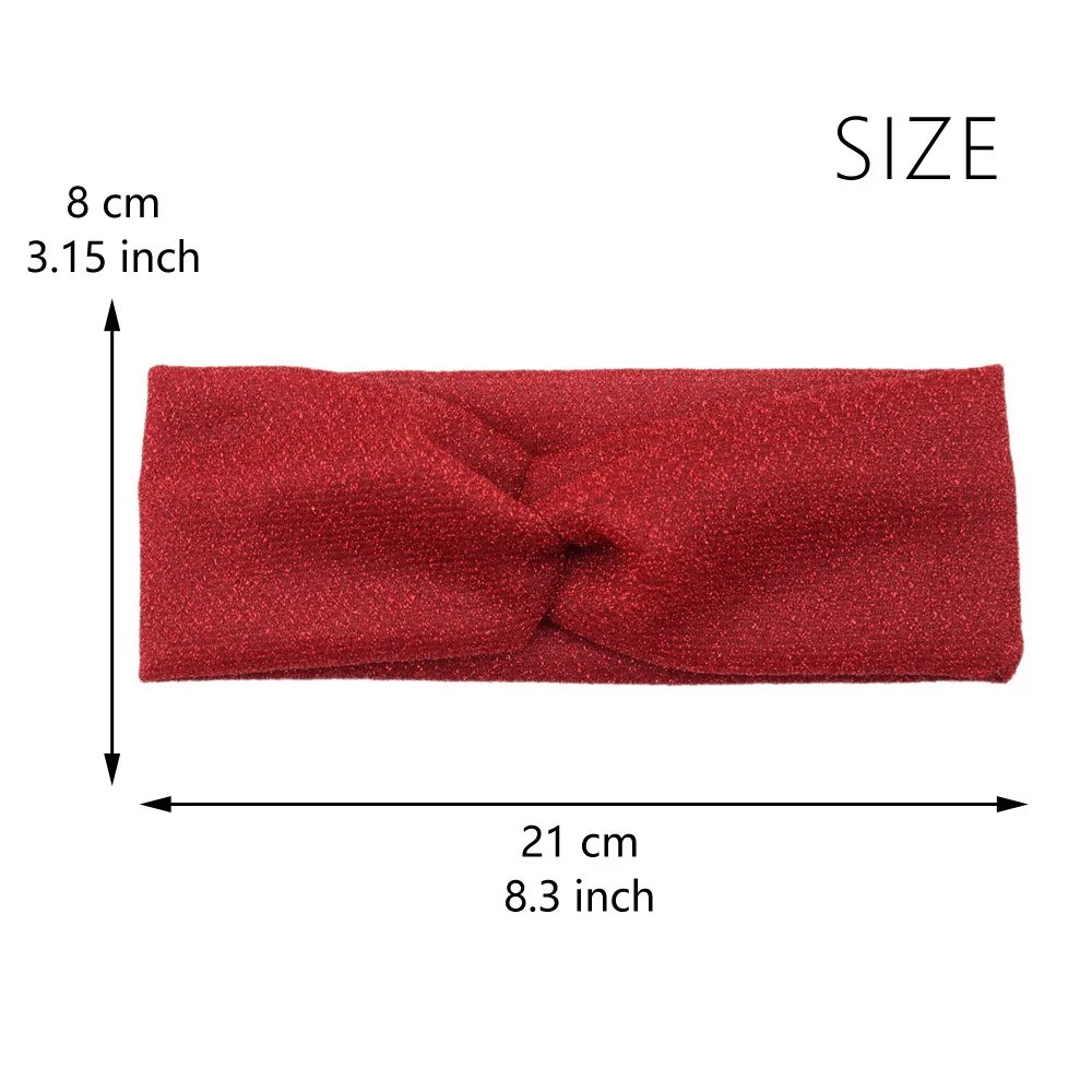 Glitter Shiny Cross Knot Headband For Women Spring Summer Sports Headband Breathable Solid Color Wide Hair Bands Makeup Headwrap