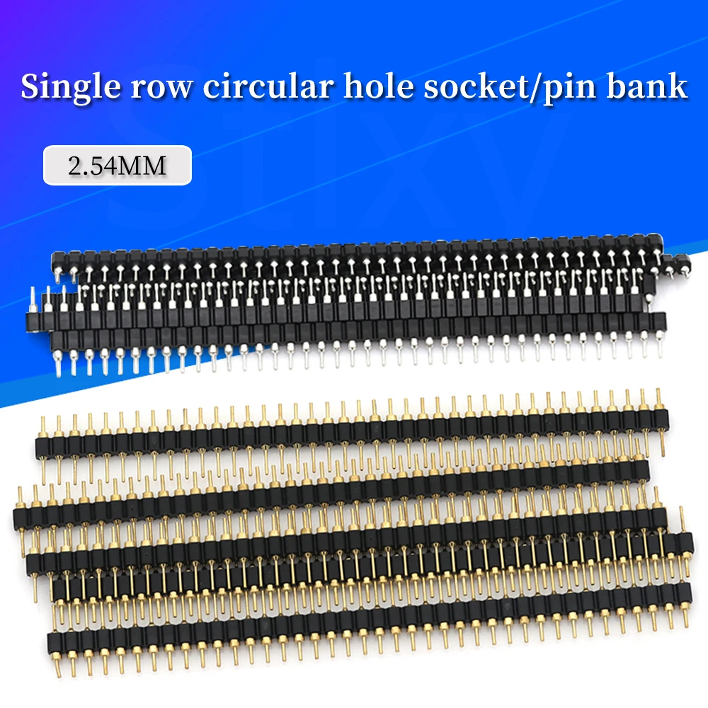 Javino 5/20/50Pcs 1x40 Pin Connector Header Strip Male Female Header Single Row 40 Pin 2.54mm Pin Connector Strip Round Needle