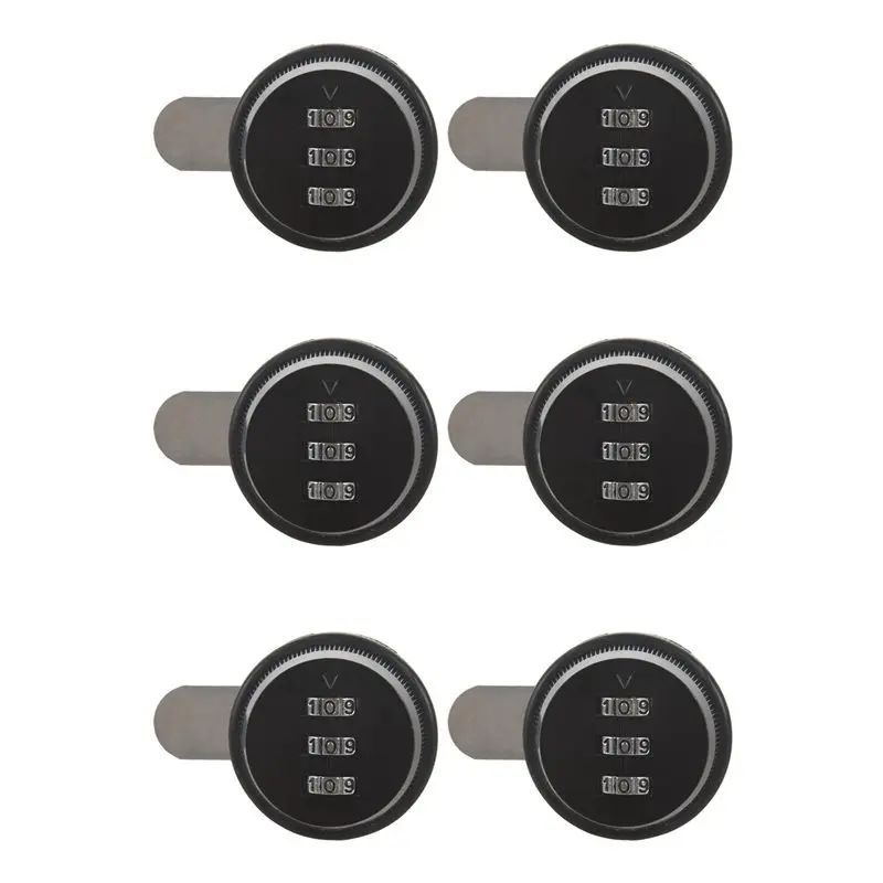 6X Alloy Code Combination Cam Lock Keyless Post Mail Box Cabinet RV 3 Dial Black-AT36