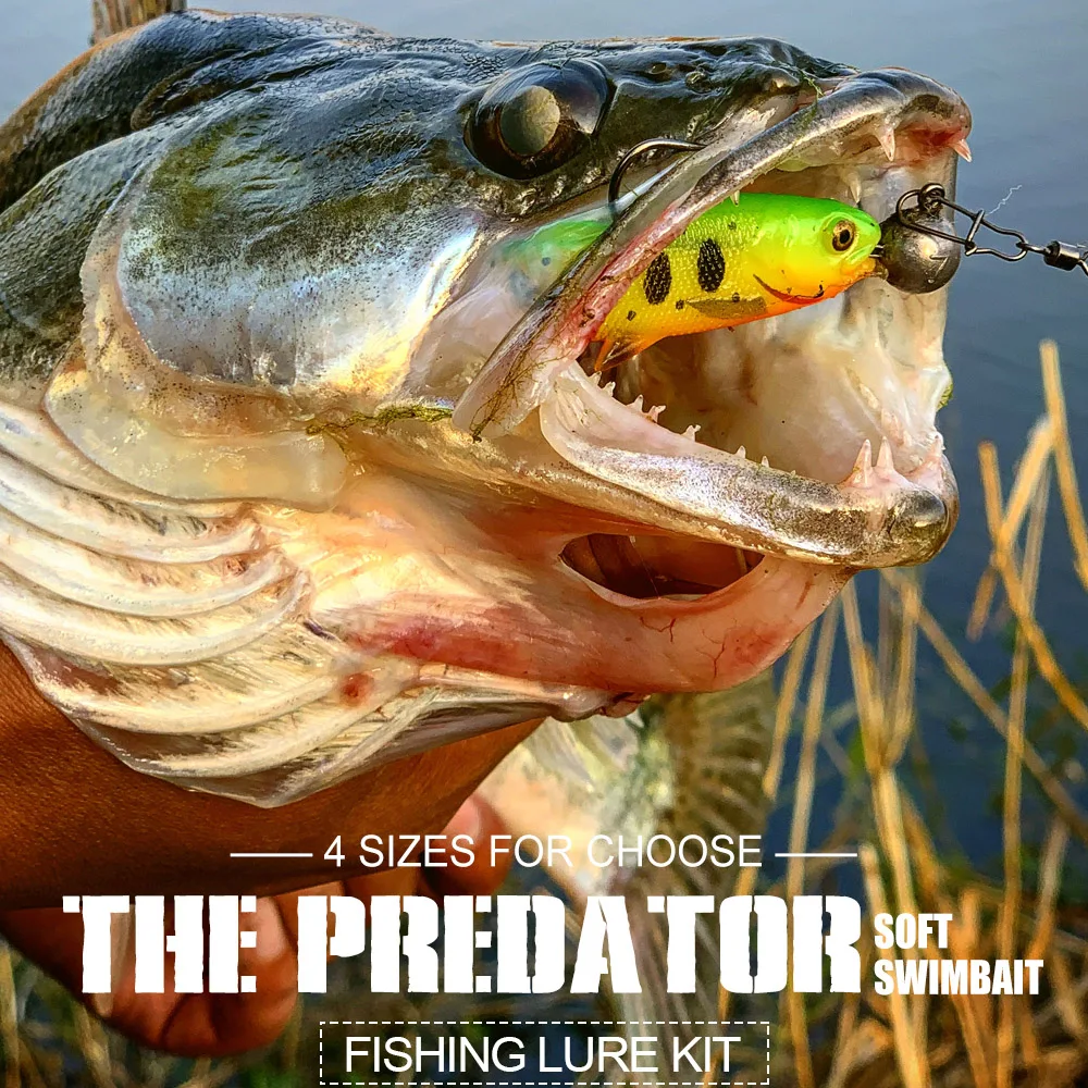 Spinpoler The Predator Soft Bait Fishing Lure 6.5cm 8.5cm 10.5cm 12cm Bridge Paddle Tail Open Mouth Jig Head Fit Wobbler Tackle