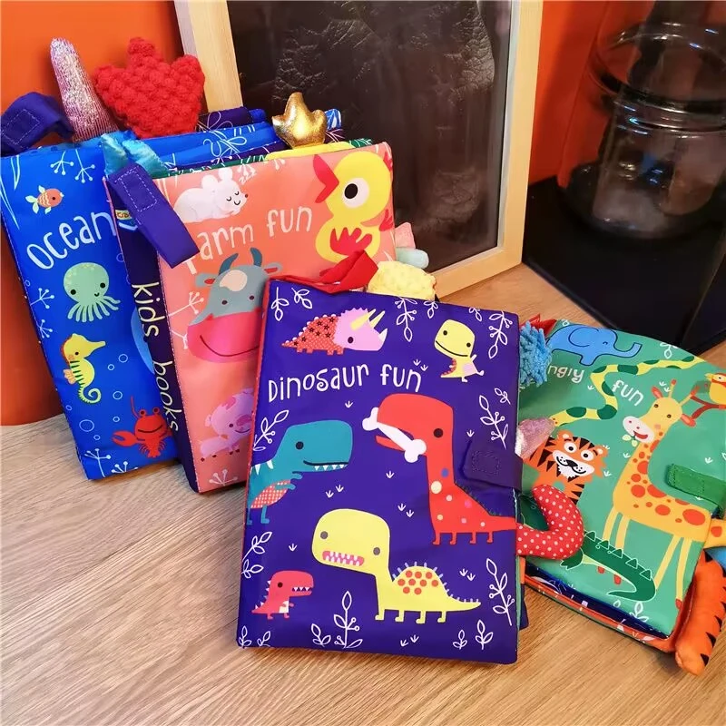 Cartoon Animals Tail Sensory Books For Babies 0 12 Months Soft Cloth Baby Books Montessori Games Development Baby Toys 1 Year