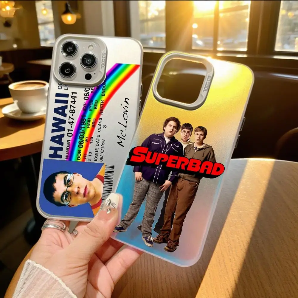

Mclovin Movie Superbad Phone Case For iPhone 11 12 13 14 15 16 17 air Pro Max 16E X XS XR SE2 Electroplate Silver IMD Cover
