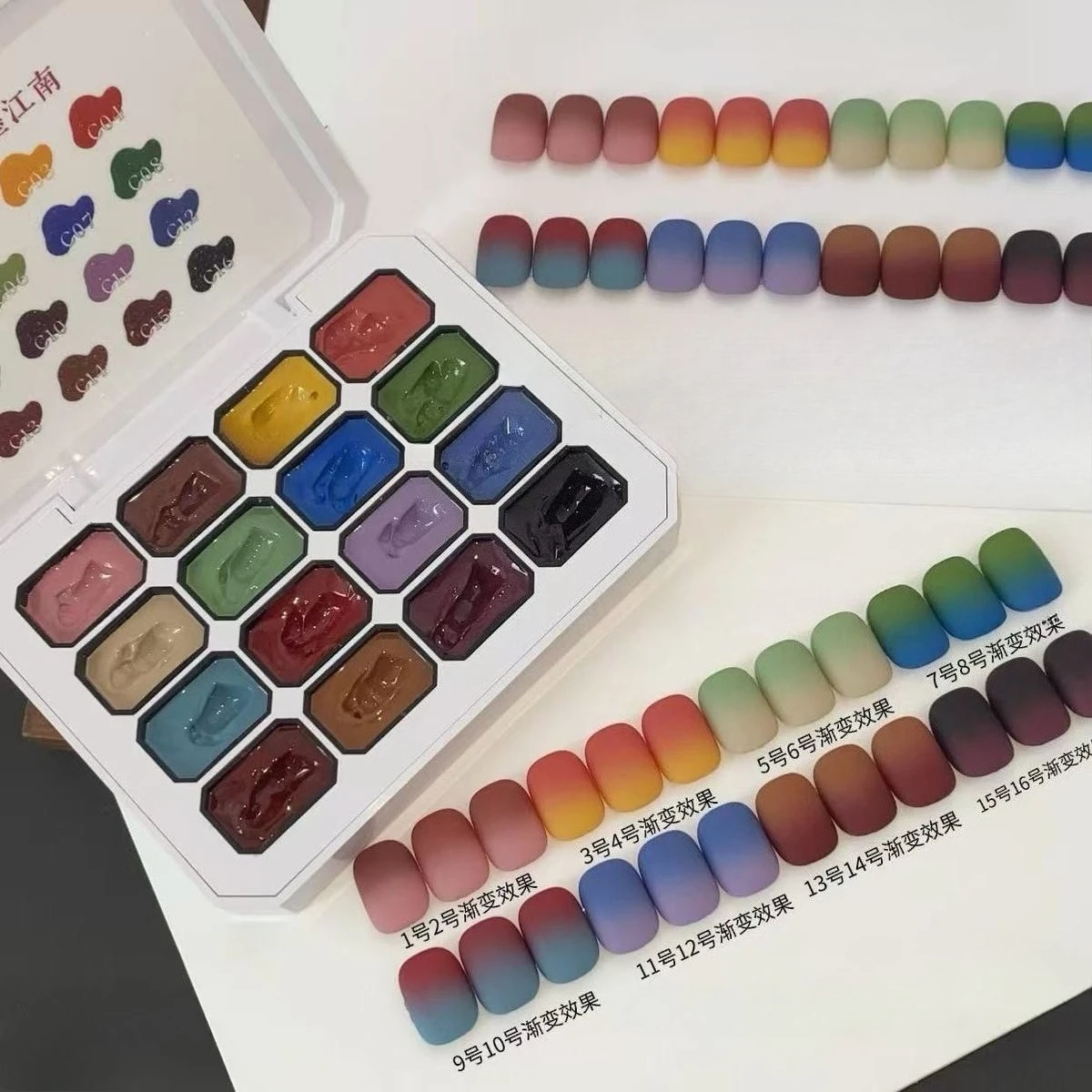 16 Colors 4 In 1 Pat Painting Gel Gradient Blush Semi Permanent Soak Off UV LED Pro Gel Varnishes  Nail Art Creation Salon DIY