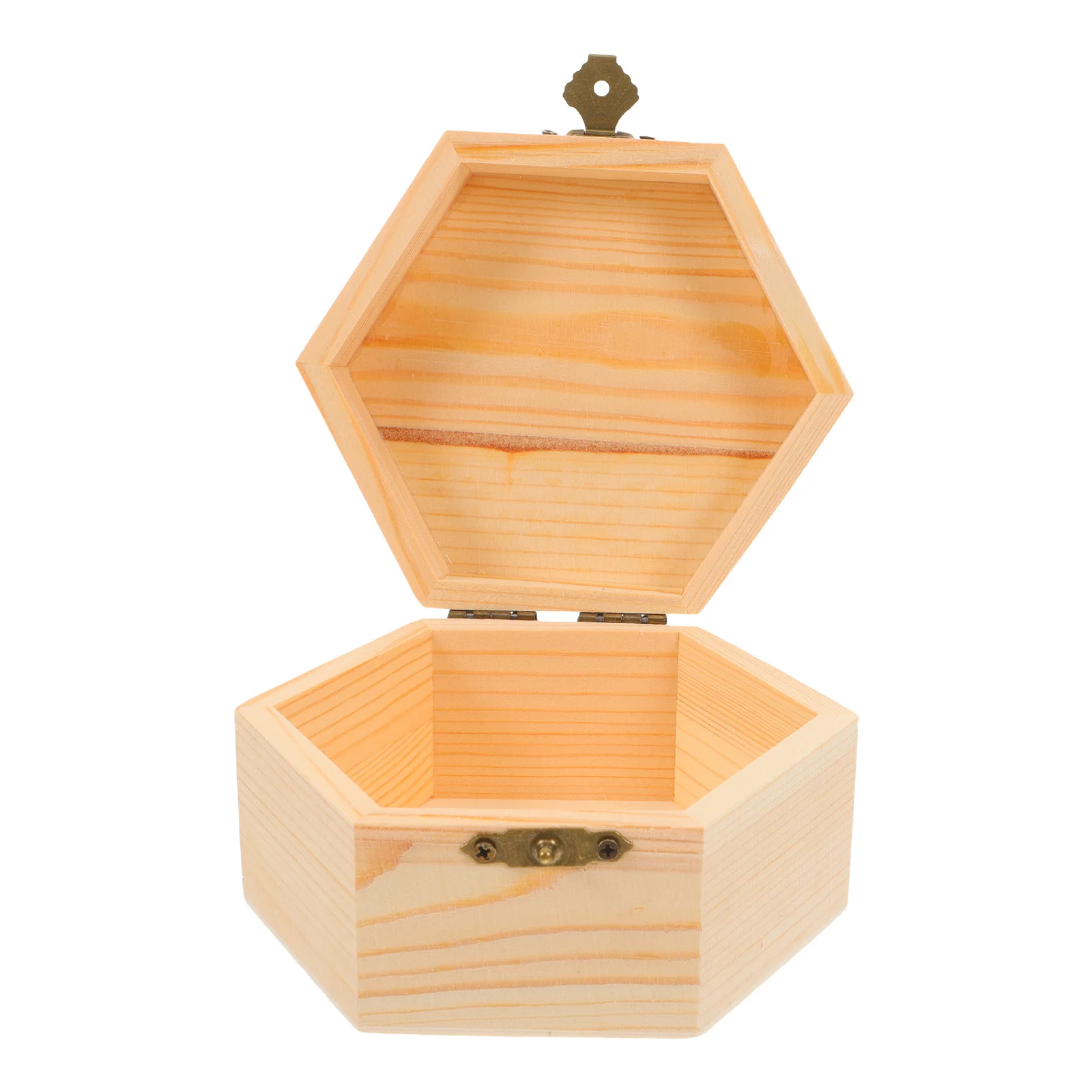 

Unpainted Wooden Jewelry Box Hexagonal Small DIY Craft Storage Organizer Keepsake Trinket Box Craft Jewelry Boxes