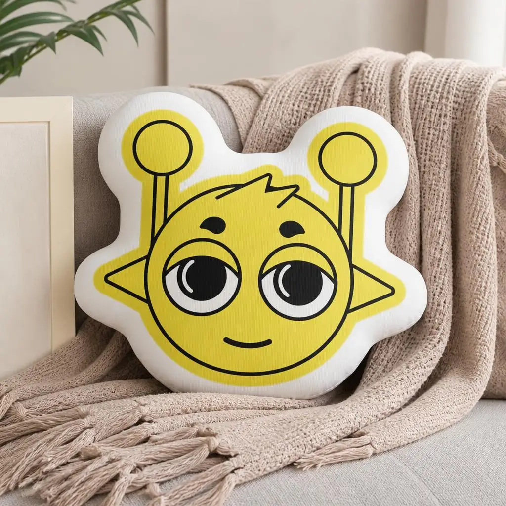 Sprunkies Character Shaped Throw Pillow Cute Yellow Cartoon Cushion Stuffed Decorative Sofa Accent Home Decor Gift Idea