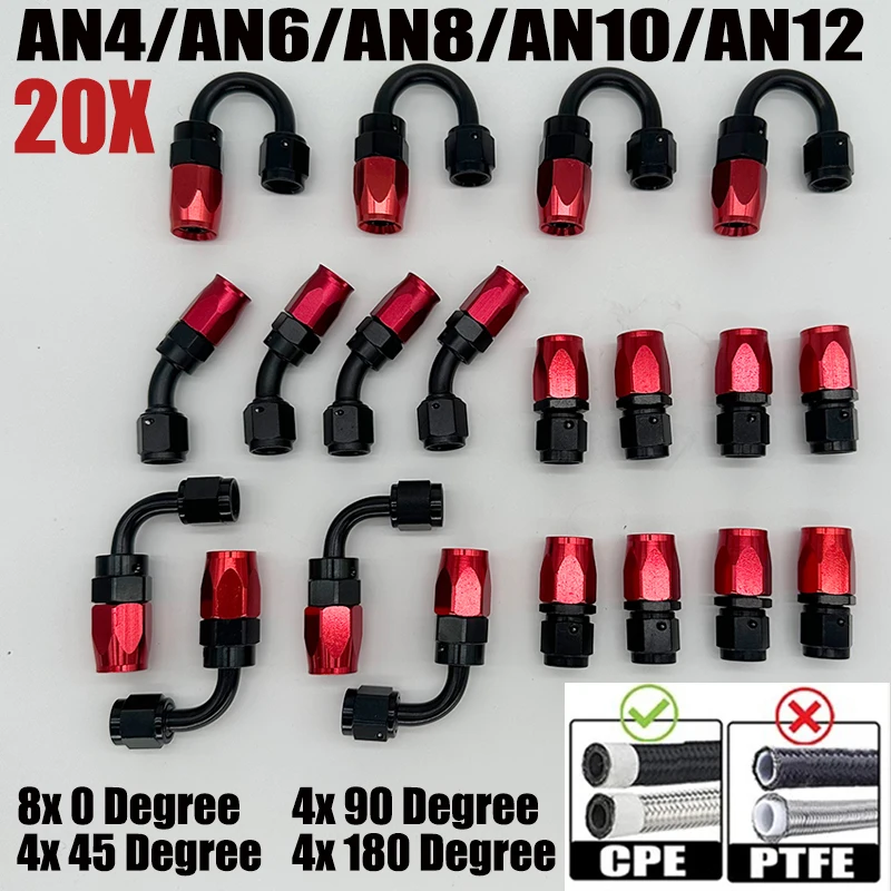 20pcs-4an-6an-8an-10an-12an-8x0°-4x45°-4x90°-4x180°-degree-swivel-hose-end-fittings-adapter-for-cpe-oil-fuel-line-pipe-npt-plug