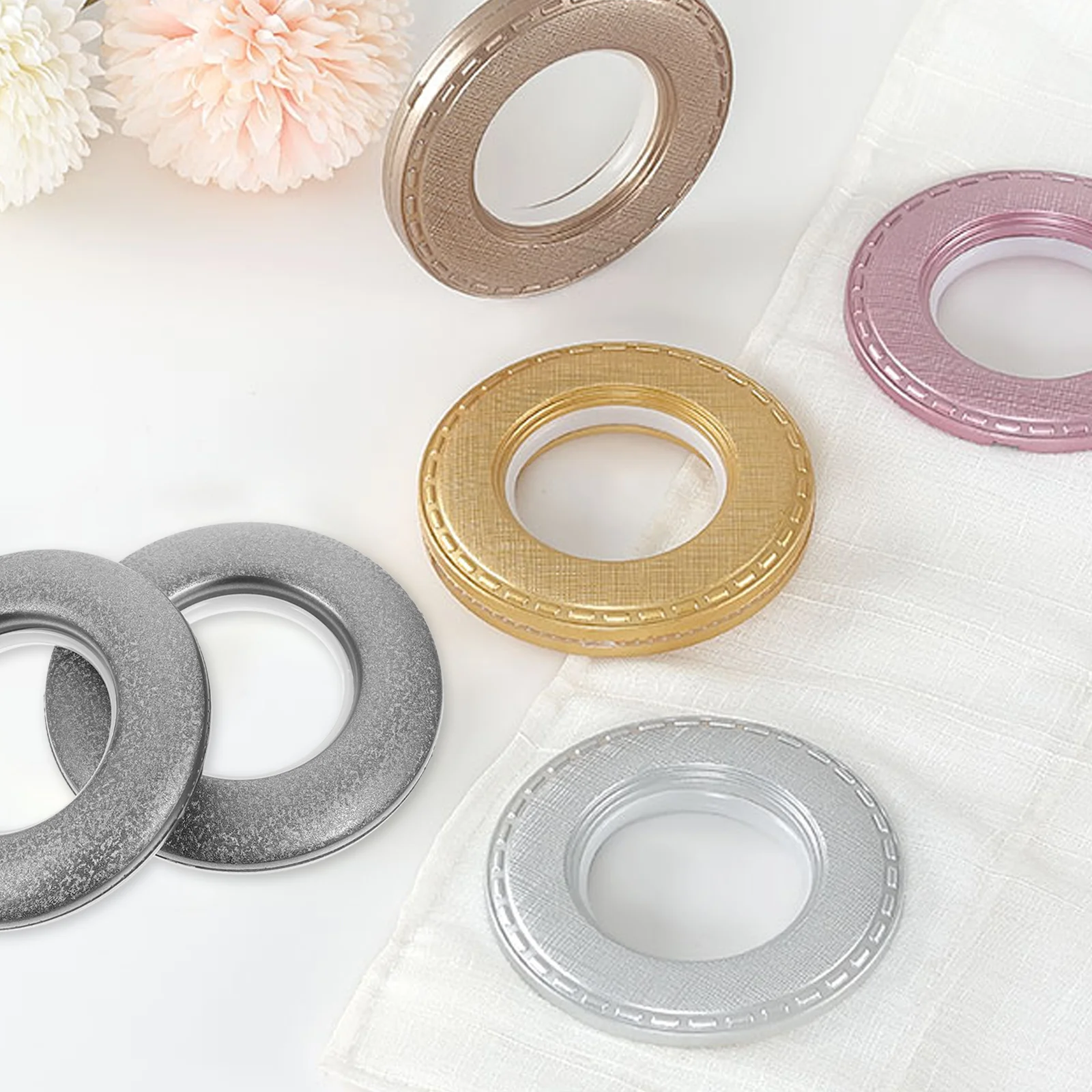 

80pcs Nano Silent Rings Self-Locking Plastic Curtain Grommets Reusable No Tool For Home Window Drapery Shower Replacement