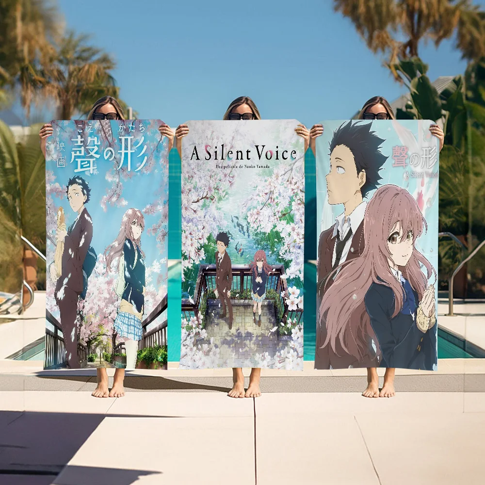 A Silent Voice Anime Beach Swimming Towel Soft Absorbent Washcloth Children's Gifts For Kids Travel Camping Gym