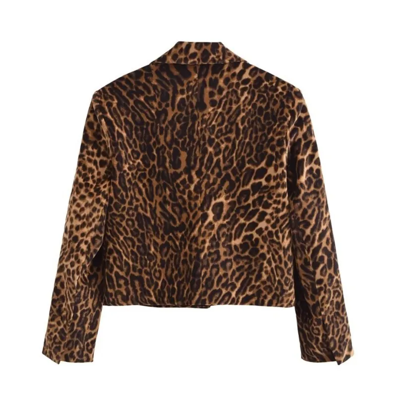 Nuove donne gonna blazer in velluto con stampa leopardata tasca alla moda decorare cappotto corto sottile minigonna sottile con cerniera laterale a vita alta