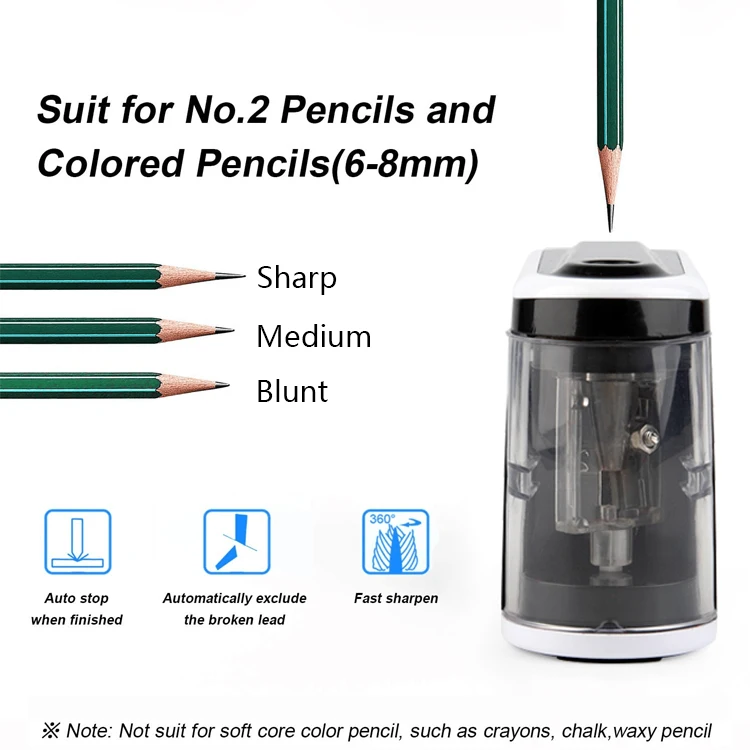 Custom High Quality Plastic Automatic Electric Pencil Sharpener For Office