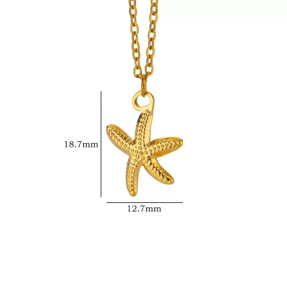 2PCS Retro Sea Star Shell J Gold Necklace Women's Pendant Shell Necklace Aesthetics Summer Jewelry Gift image 5