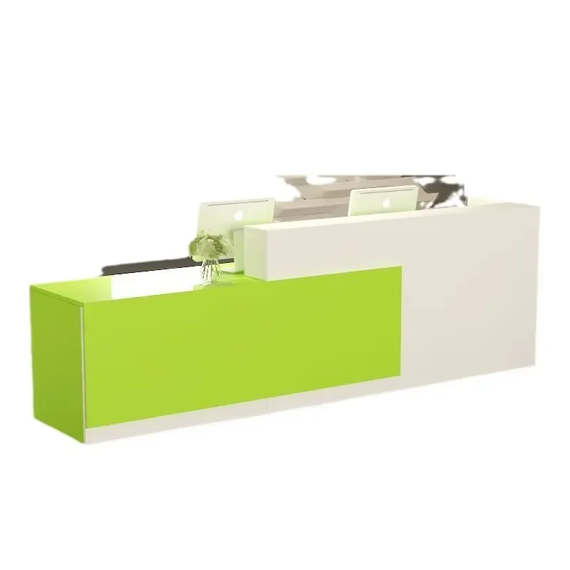 Modern Cream Small Front Desk Wood Material Checkout Counter for Women Clothing Store Beauty Salon Hotel Reception