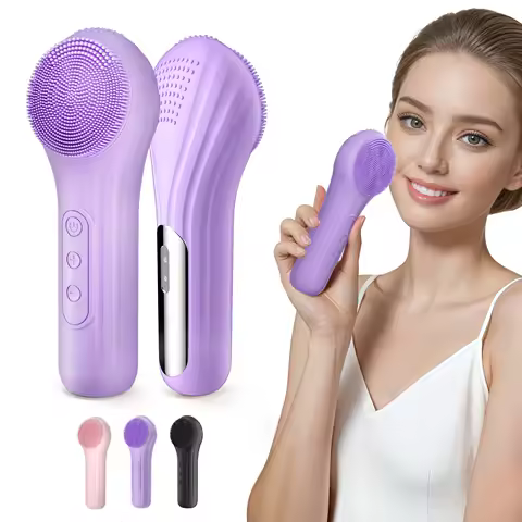 Waterproof Electric Facial Cleansing Brush Sonic Vibration Heating Face Scrubber For Removing Makeup Deep Pore Cleanser