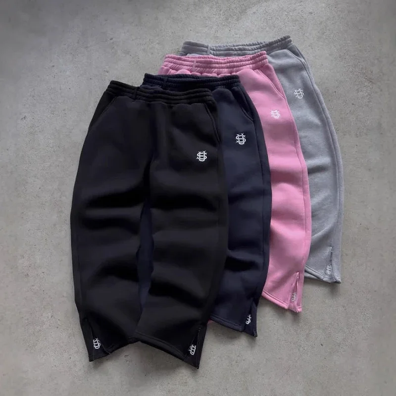 Winter/ Autumn stretch pull-zip workout pants - Solid color, casual style, high street hip-hop rap street style, Y2K fashion, mi