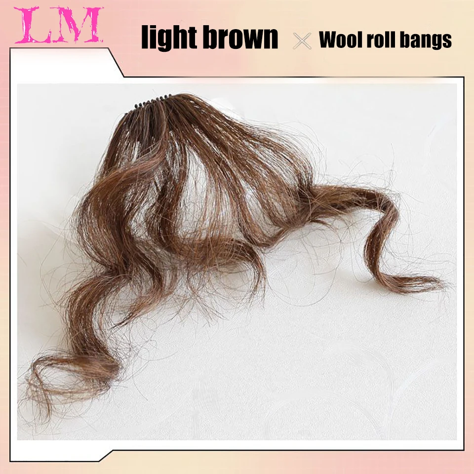 LM Synthetic Clip In Air Bangs Fake Fringes Natural Curly Hair Bang Accessories For Girls Invisible Natural