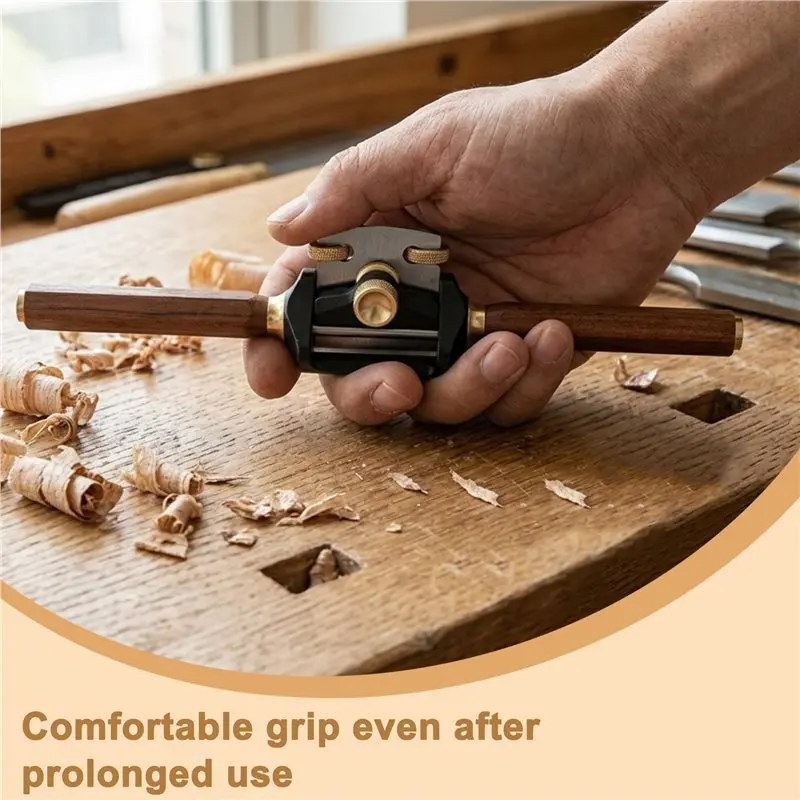 A74E-Hexagonal Handle Aluminum Alloy Manual Wood Planer, Adjustable Two Handed Mini Planing Tool Cutting Machine B