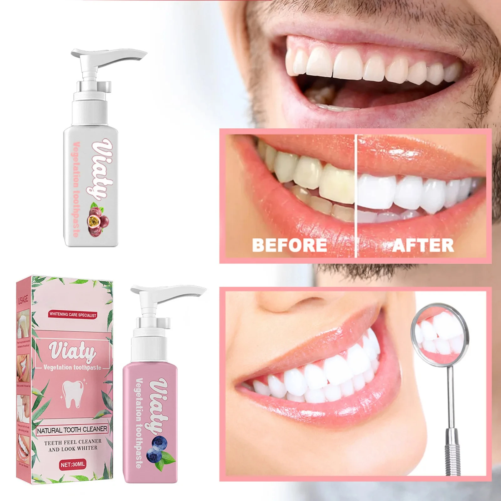 Baking Soda Viaty Vegetation Toothpaste Stain Smoke Removal Reduce Tooth Dirt Whitening Fight Bleeding Gums Toothpaste