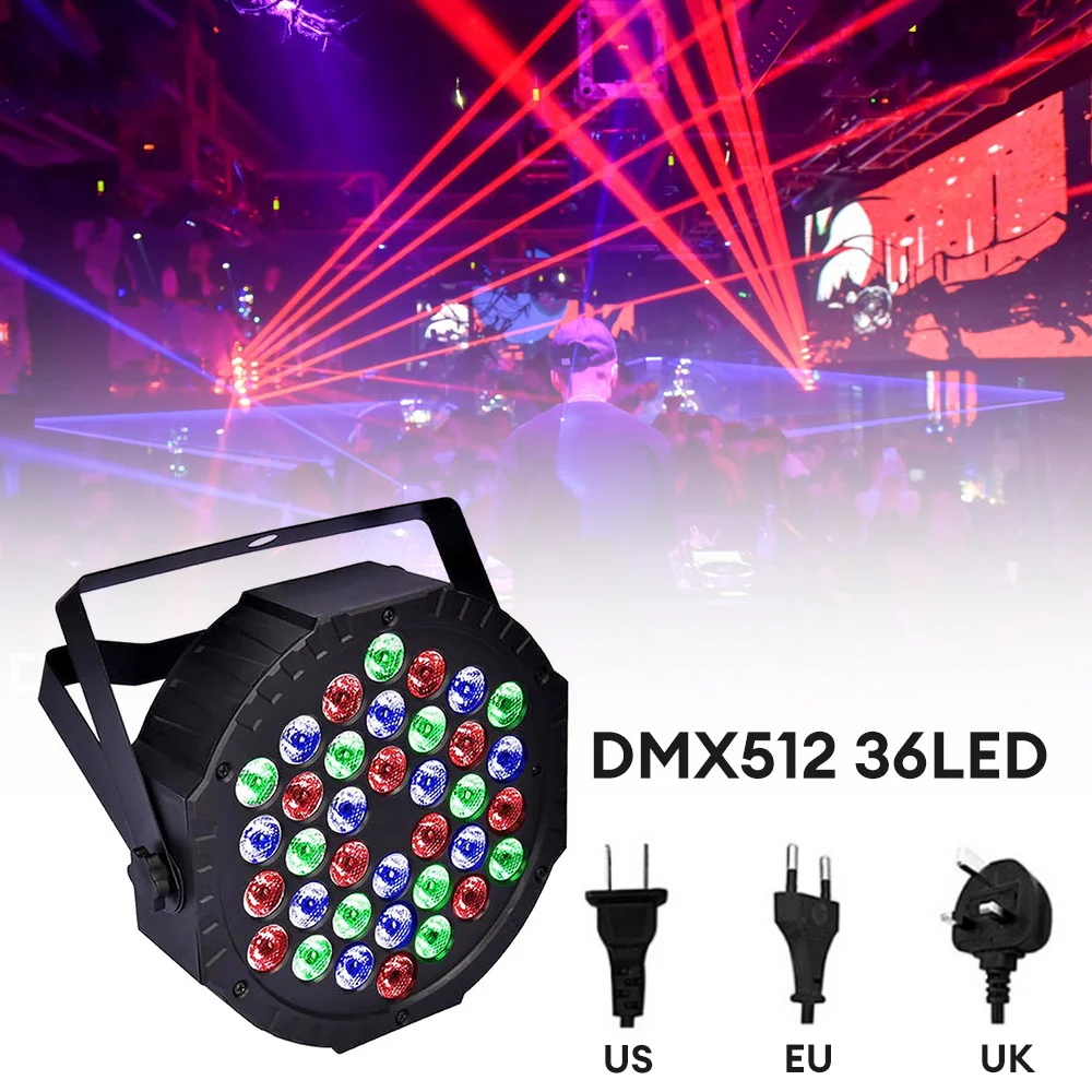 36 LED Stage Flat Par Lighting Effect DJ Disco Party Christmas Bar Club Wedding Show Lights Voice-activated Colorful Light