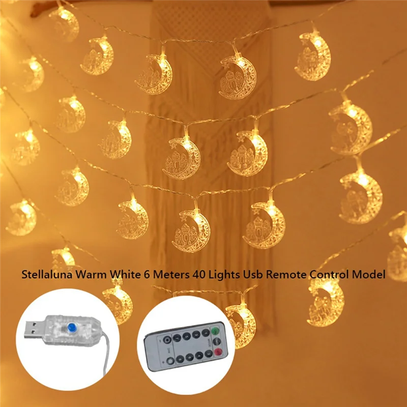

AAAF 40 LED USB Ramadan String Lights Islamic Light String Lights Ramadan Decorations For Home USB Powered Extendable ,F