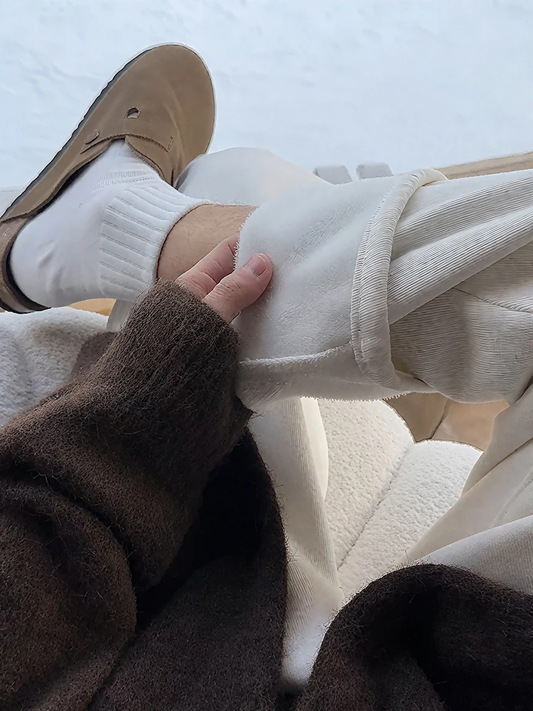 

Cleanfit Men's Fleece Lined Denim Jeans Low Waist Straight Leg Winter Warm Slim Fit High Street Style White Bell Bottoms