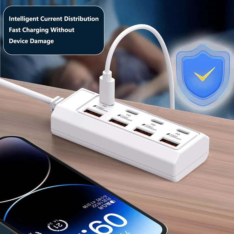 

Универсальный удлинитель-разветвитель 8-в-1 с 4 портами USB Type-C, док-станция с быстрой зарядкой PD, 1 м