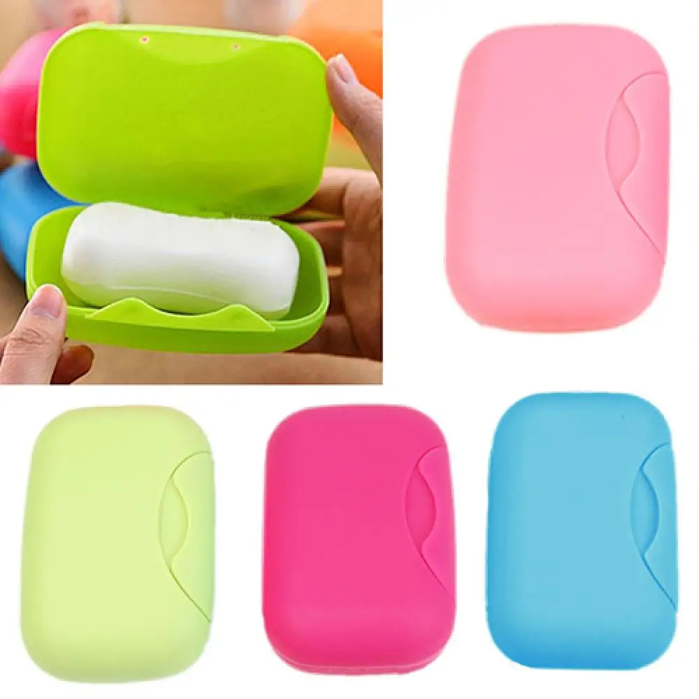 1Pcs small Candy color portable Soap Dish Box Case Bath Bowl Plate Case Home Shower for Travel Hiking Holder Container Soap Box