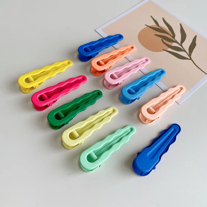 Macaron Candy Color Bangs Side Clip Waved Shaped Invisible Seamless BB Clip Duckbill Clip Women Girls Hair Styling Accessories