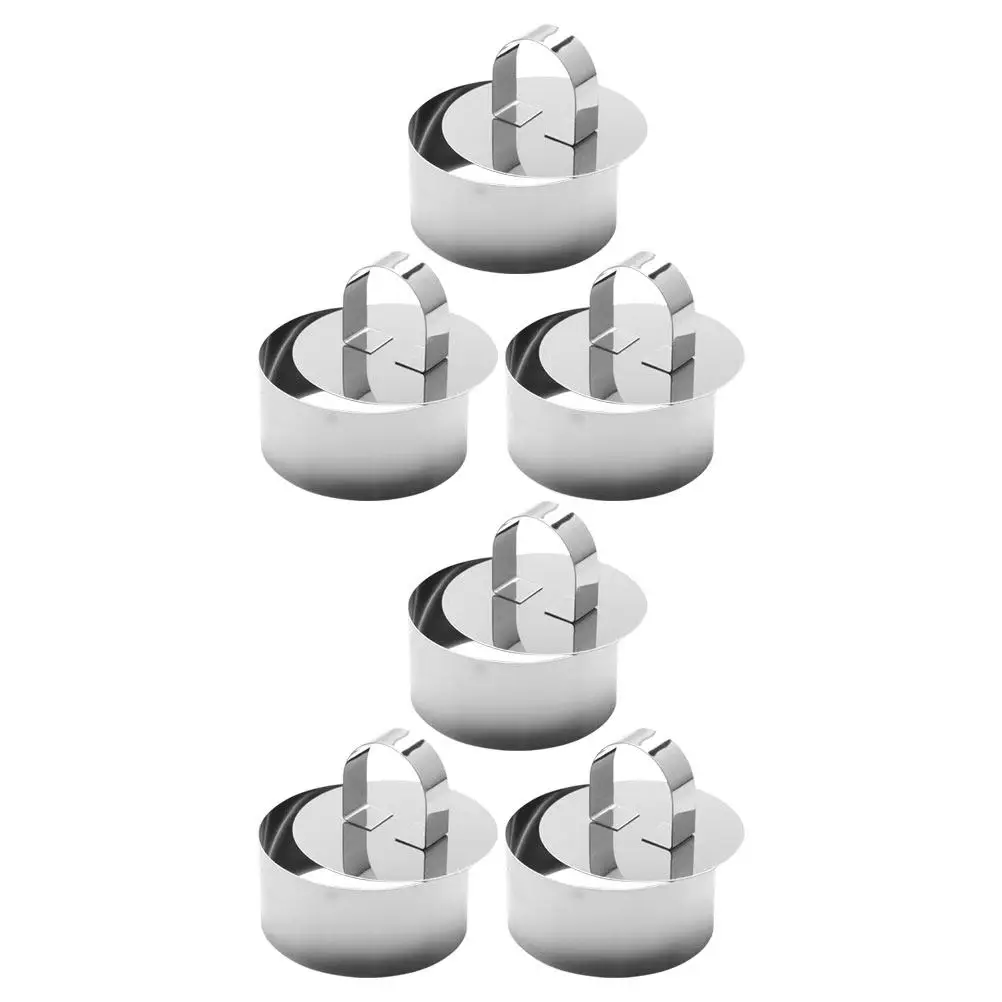 

6 Pcs/set Round Cake Ring Mold Stainless Steel Cake Forming Rings With Pusher Circular Activity Mold Burger Molds Baking Dessert